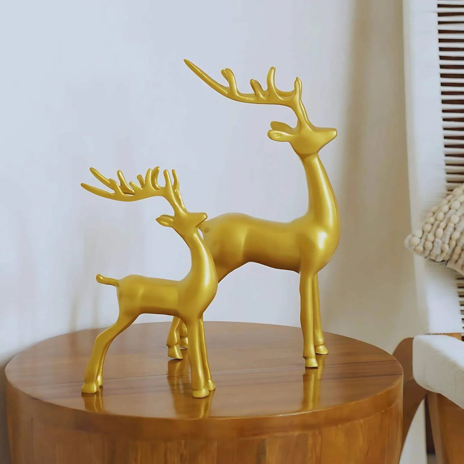 The Mother's Love Deer Metal Table Accent (Gold) (set of 2)