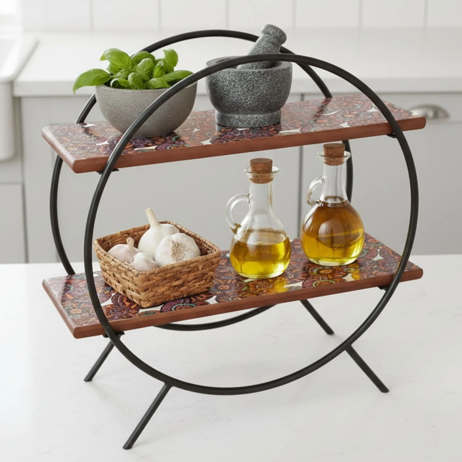 loosebucket®Gulmohar Circular wooden Kitchen Organizer