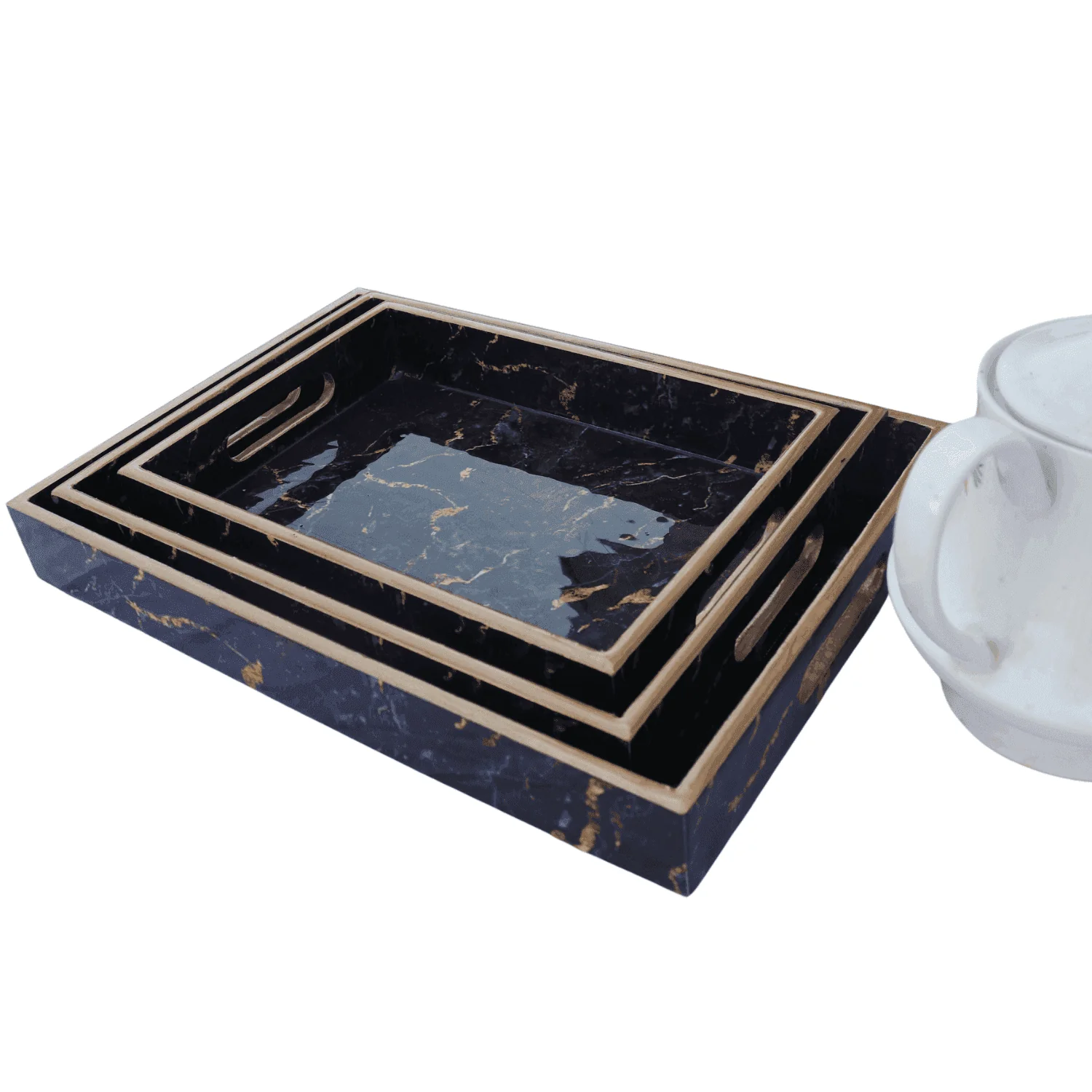 Exotic MDF wood Trays (The Black Texture)
