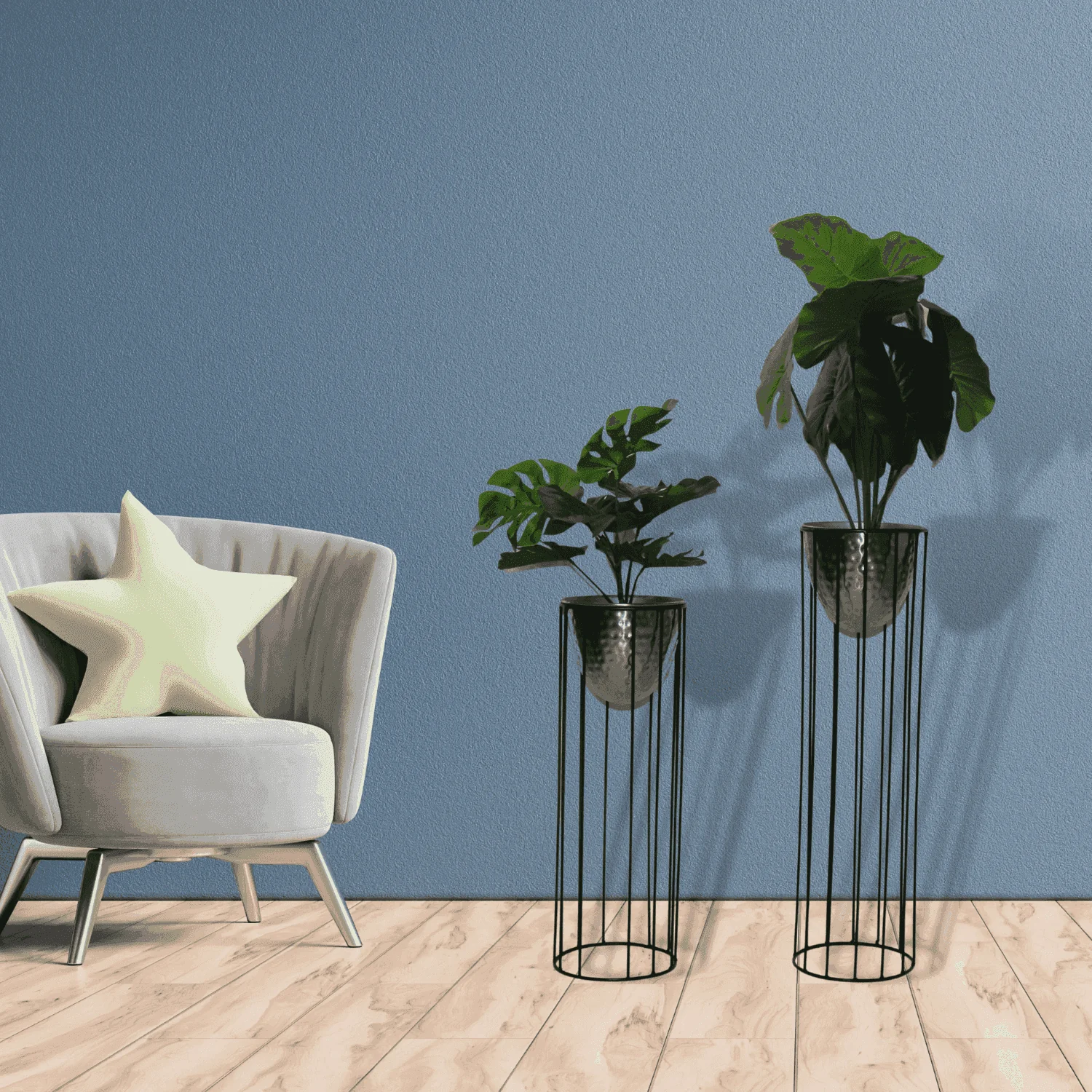 Ineluctable Silver Metal planters (Set of 2)