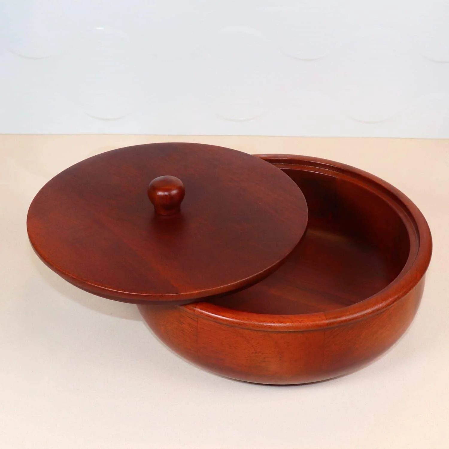 loosebucket®The Woody Casserole Chapati box Wooden Chapati Box | wooden Casserole| Roti Box with lid for kitchen