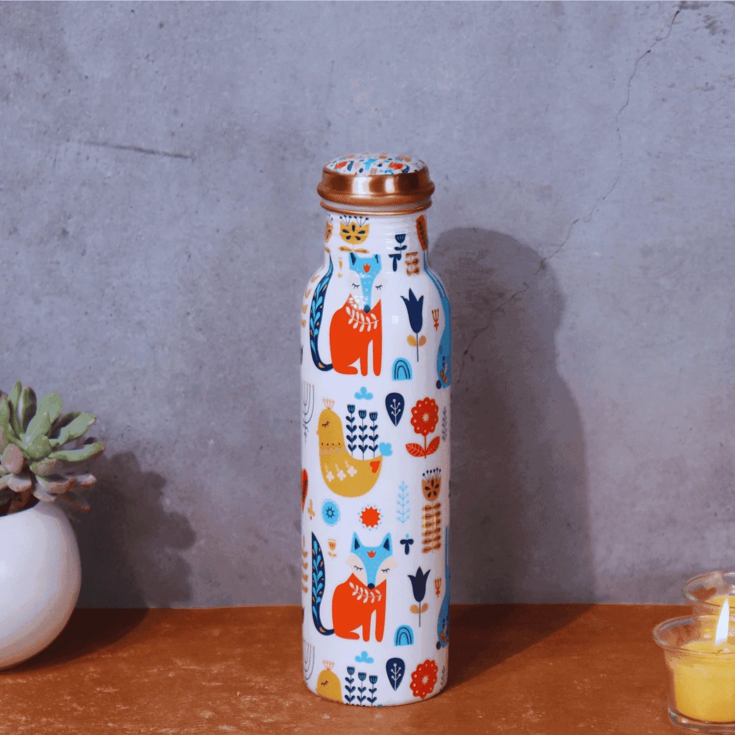 The Ayur  Copper Water Bottle (Doodle Tamra Edition)