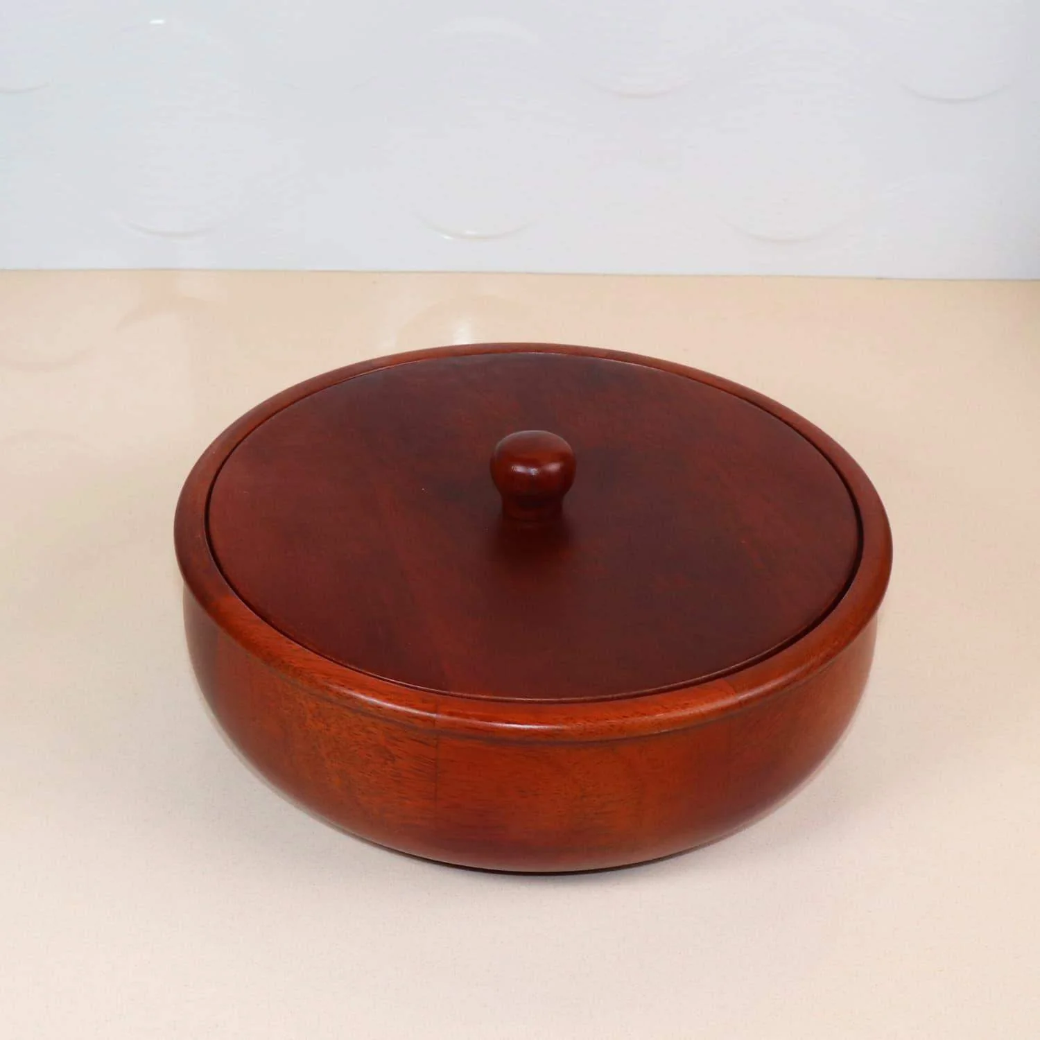 loosebucket®The Woody Casserole Chapati box Wooden Chapati Box | wooden Casserole| Roti Box with lid for kitchen