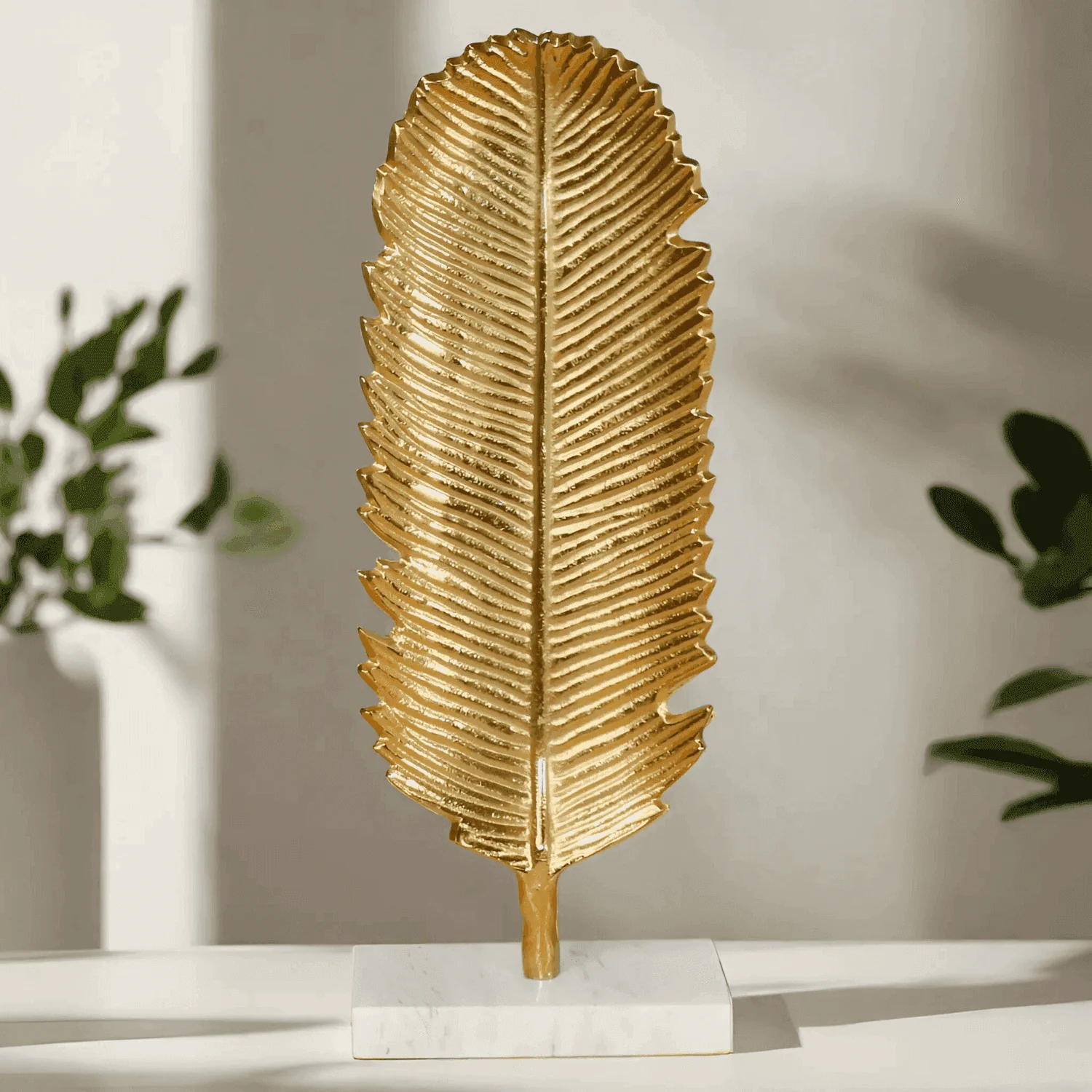 The Golden leaf Sculpture in Aluminum Metal  Raw Finish