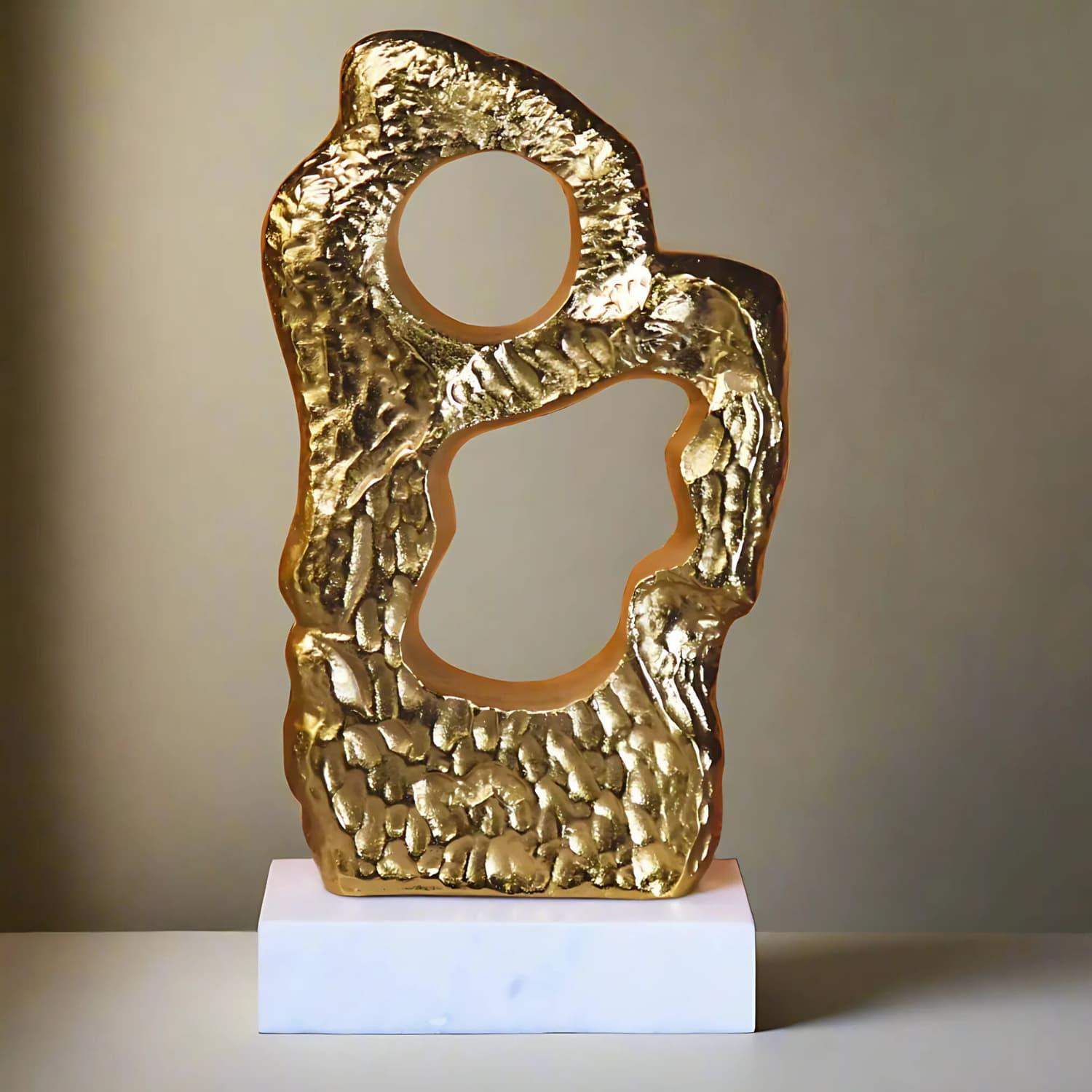 The Golden Rock Sculpture in Aluminum Metal  Raw Finish