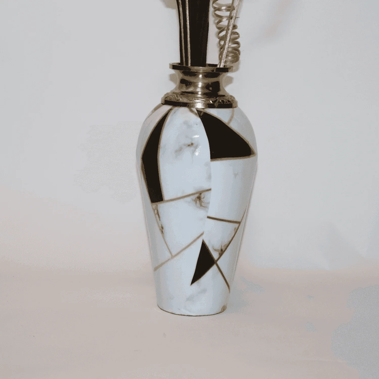 The White Polar Metal Vase with Meena Work (Set of 3)