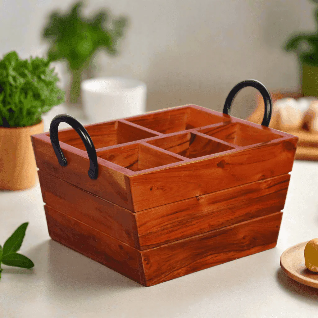 Wooden Cutlery Organizer Caddy Maddy