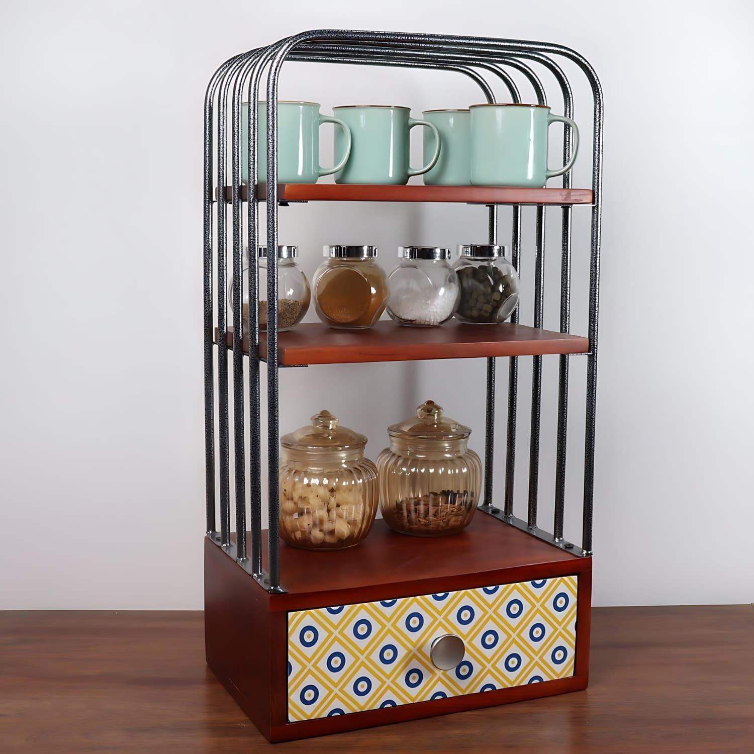 loosebucket®The Sunny Wooden  Kitchen Organizer | living area Versatile Organizer |Spice rack| Grocery organizer for kitchen(Big)