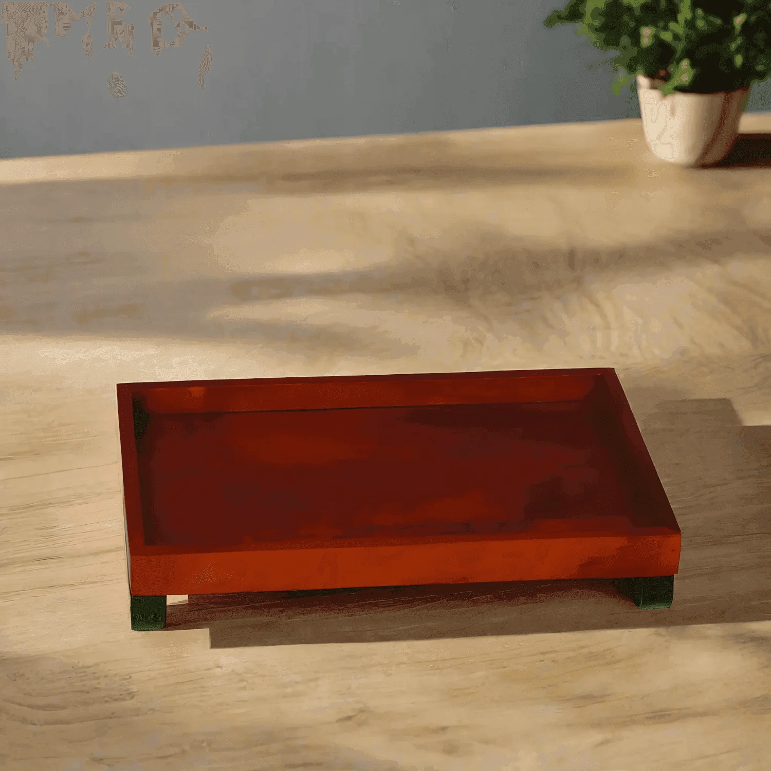 The Wooden Serving Tray with Metal Stand