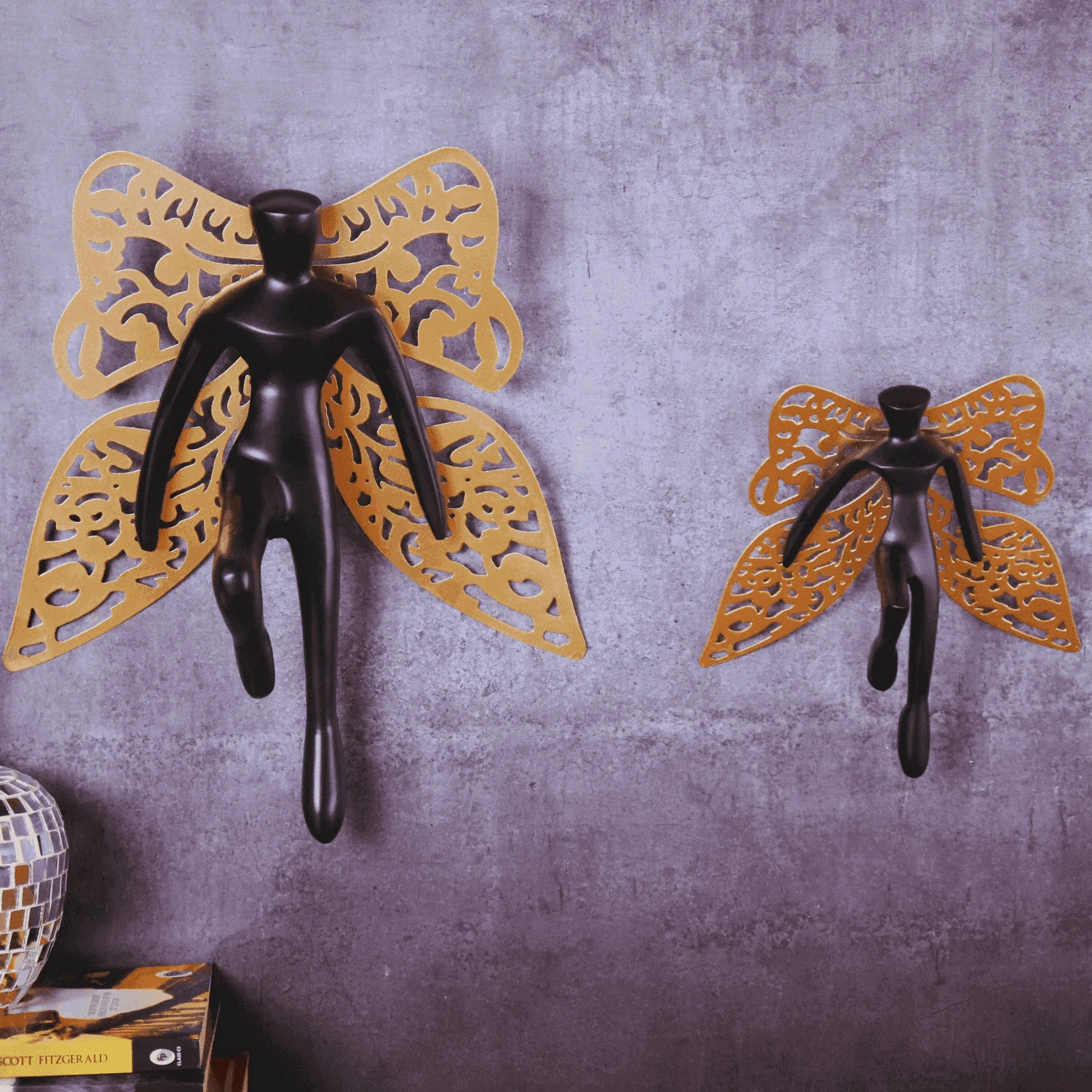 The Flying Angel Wall Metal Art in Black finish