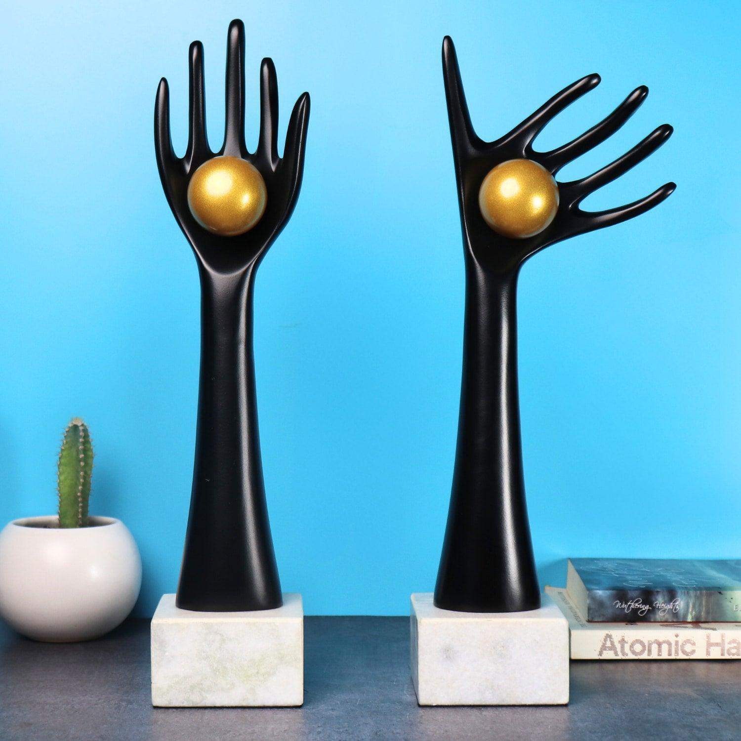 The auspicious hands holding balls in aluminum set of 2