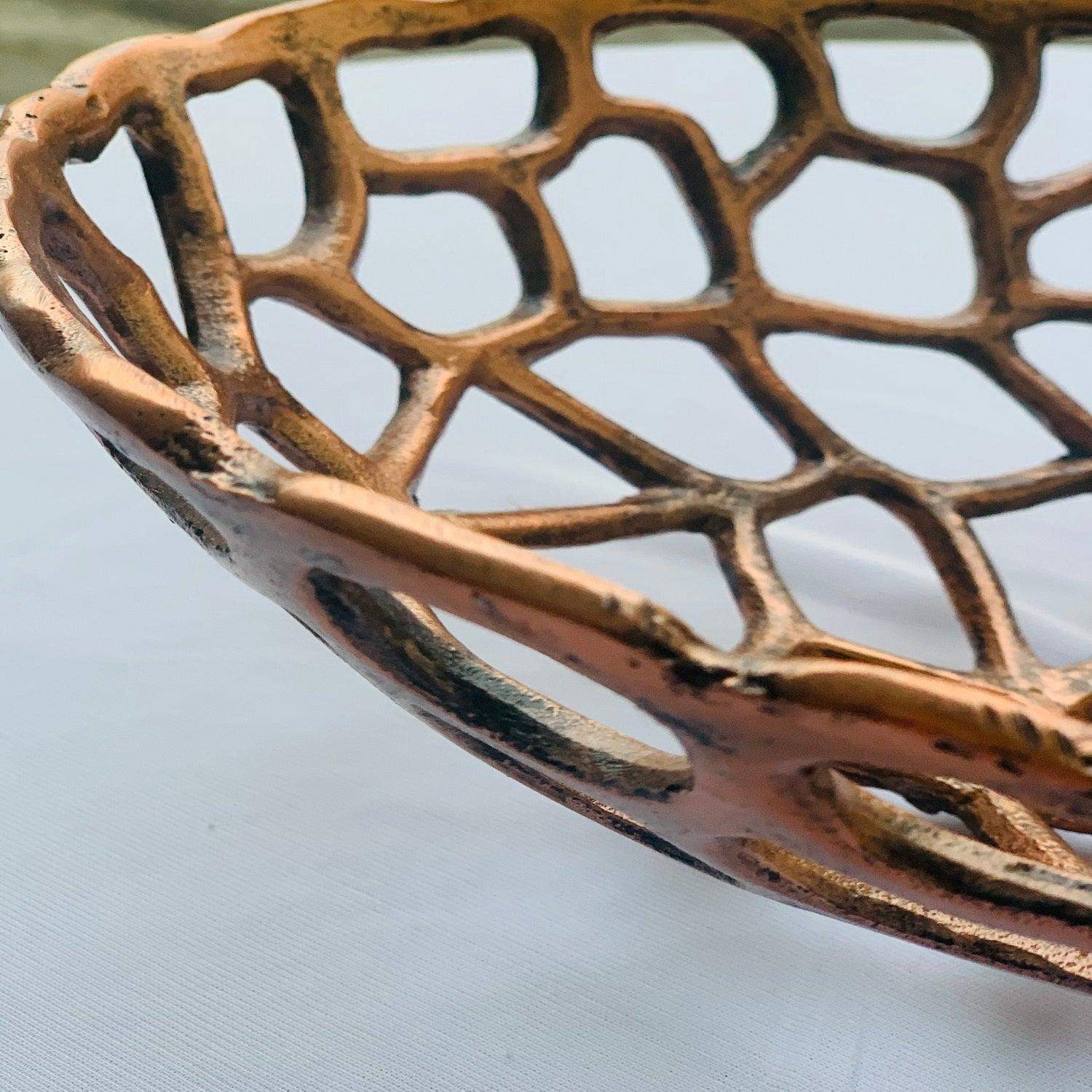 Antique Metal Fruits Basket ( The Raw Copper)