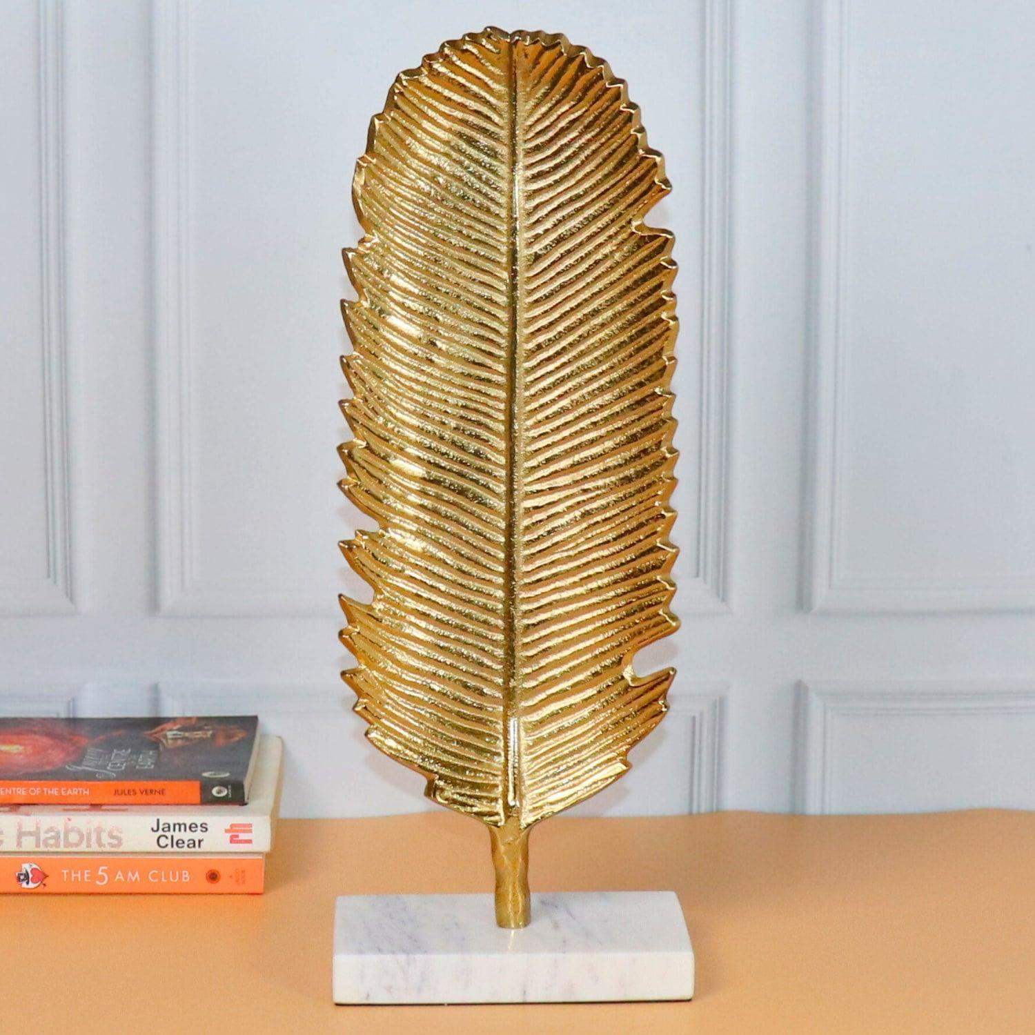 The Golden leaf Sculpture in Aluminum Metal  Raw Finish