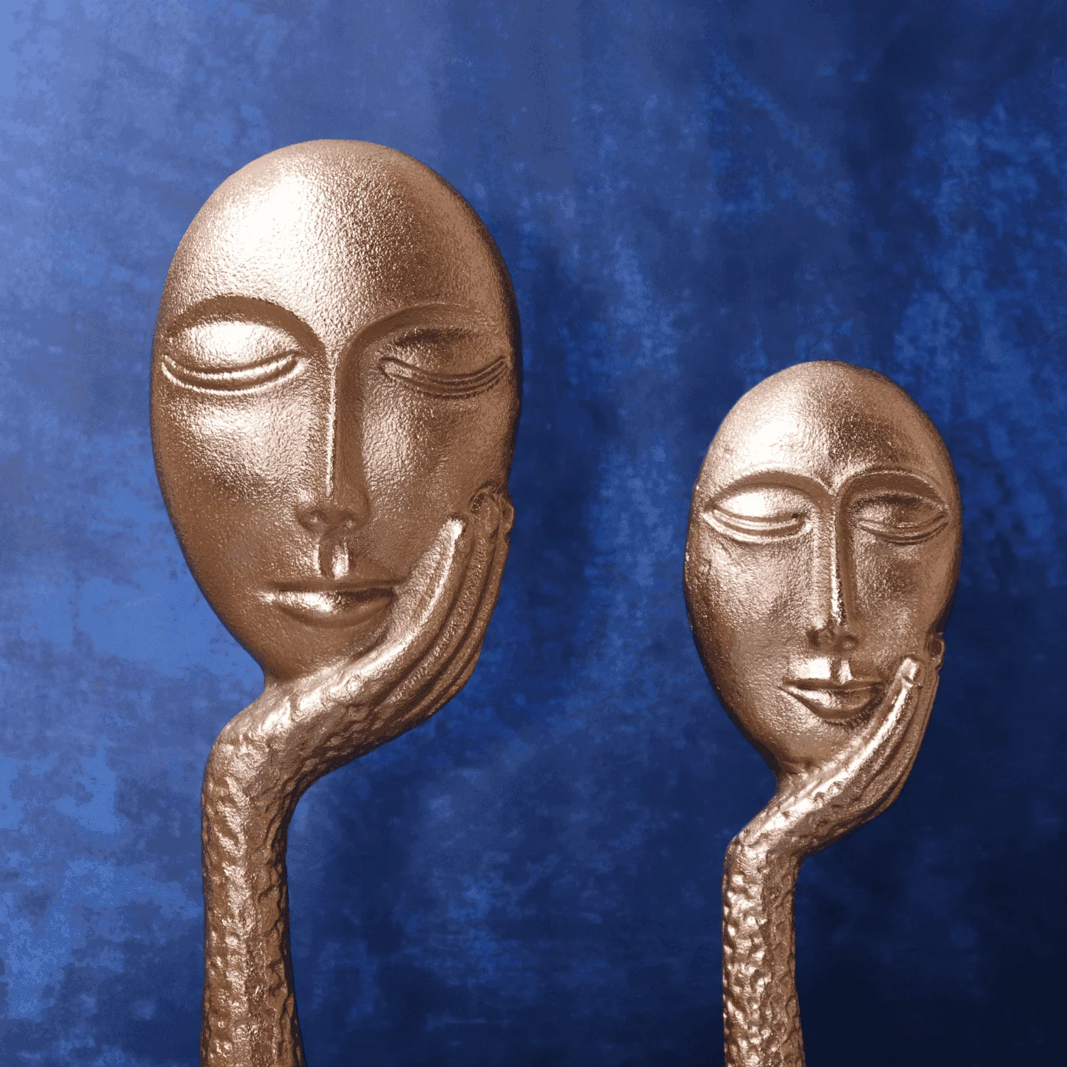 Thinking Lady face Sculpture Gold