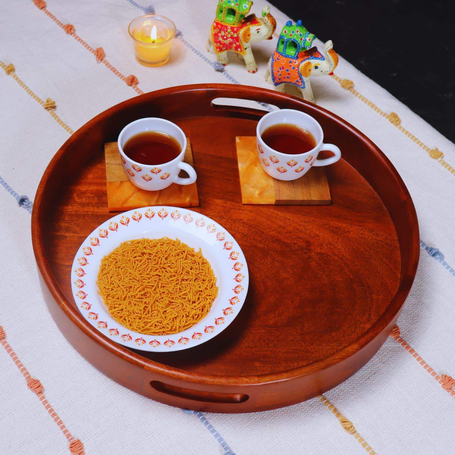 The Wooden Round Serving Trays  (Big Fam Collection)