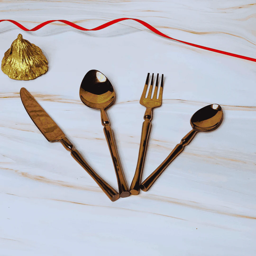 The Rose Gold PVD coating cutlery set