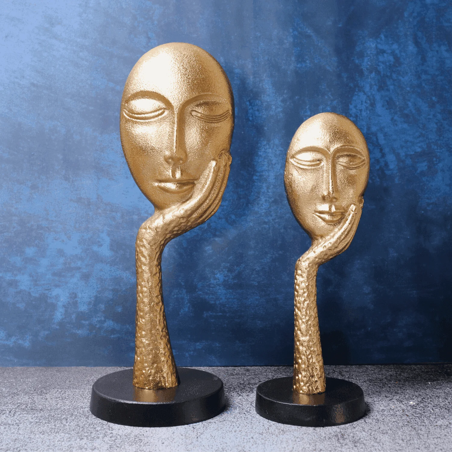 Thinking Lady face Sculpture Gold
