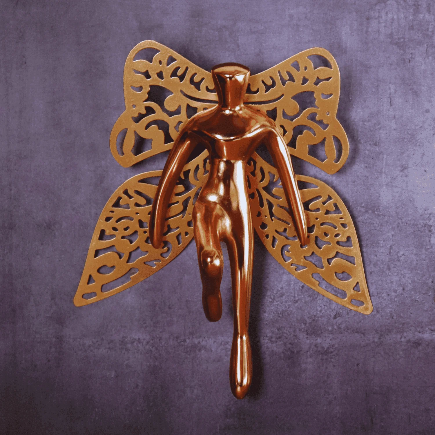 The Flying Angel Wall Metal Art in copper finish