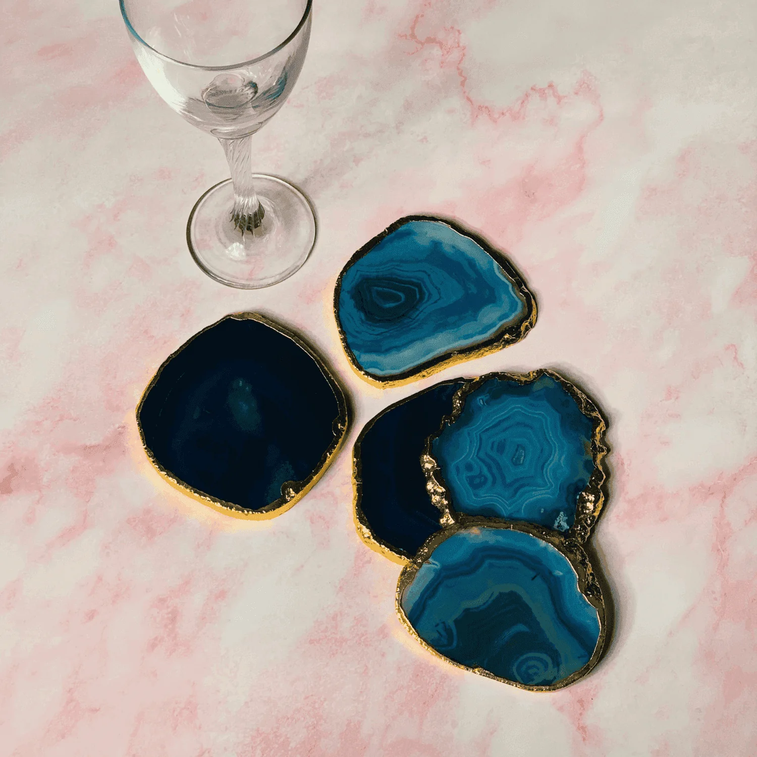 Blue Agate Handcrafted Luxury Coasters (Set of 5)