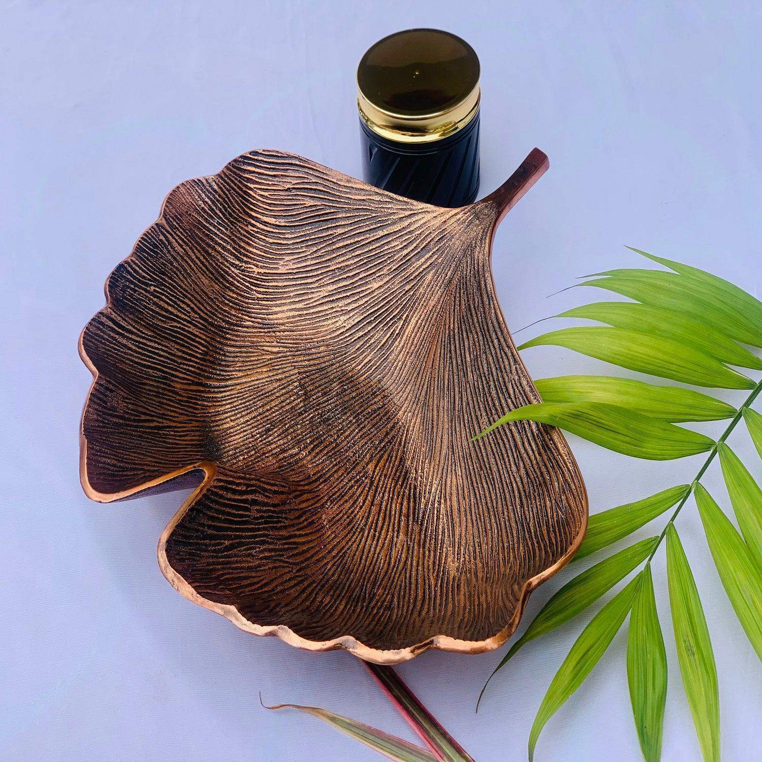 Lotus Leaf Metal Basket Copper antique