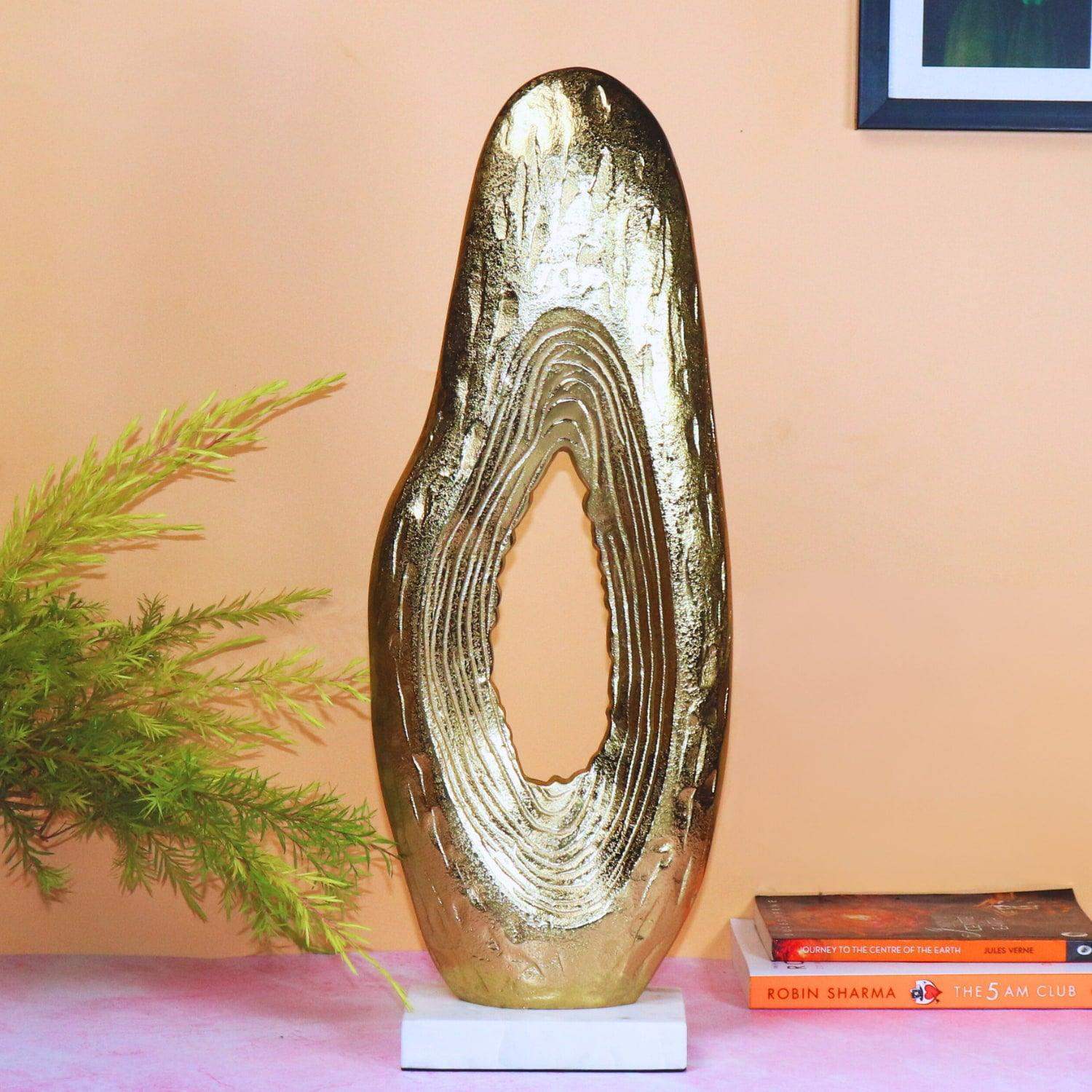 The Golden Curvy Sculpture in Aluminum Metal  Raw Finish