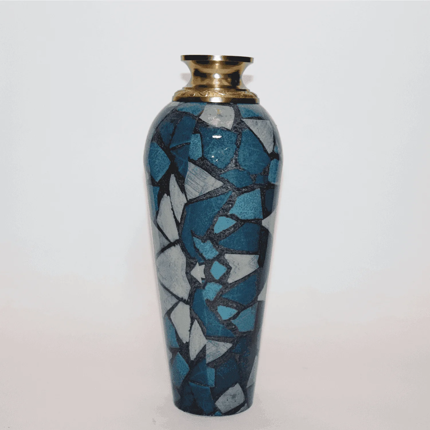 Ostentatious Metal Vases with Meena Work (set of 3)