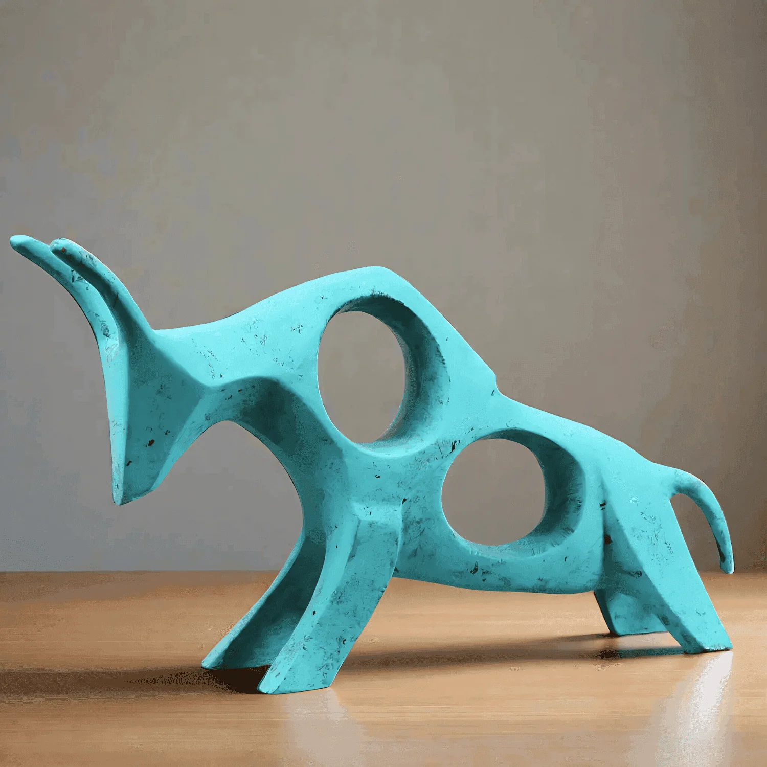 Patinated Aluminum Bull Sculpture (Patina Green)