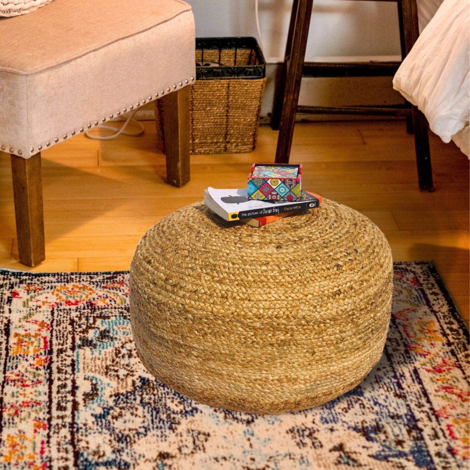 Round Jute Pouffe (The Beige Royal)