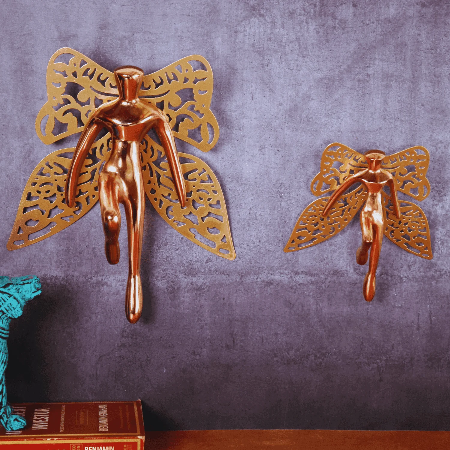 The Flying Angel Wall Metal Art in copper finish