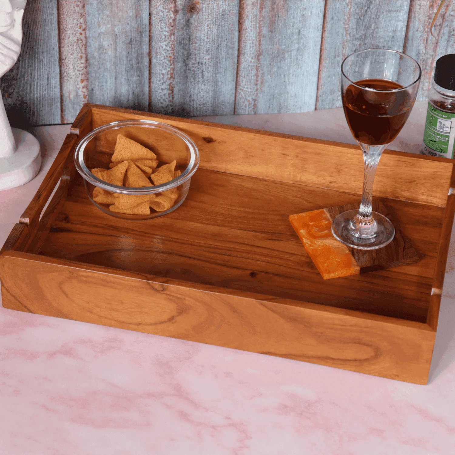 The Curvy Rule Acacia wood serving tray