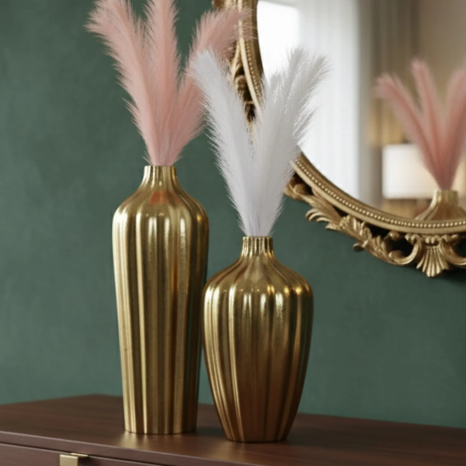 Premium Golden Aurora's Embrace Aluminum Vase