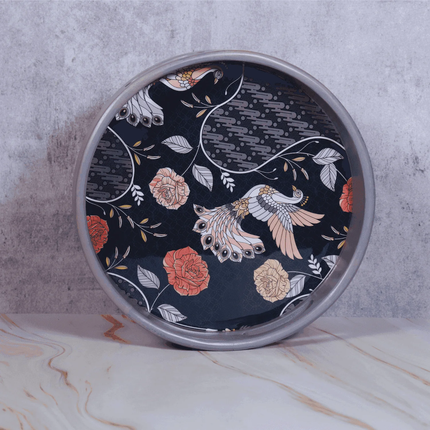 The Batik Mango wood Round Serving Tray