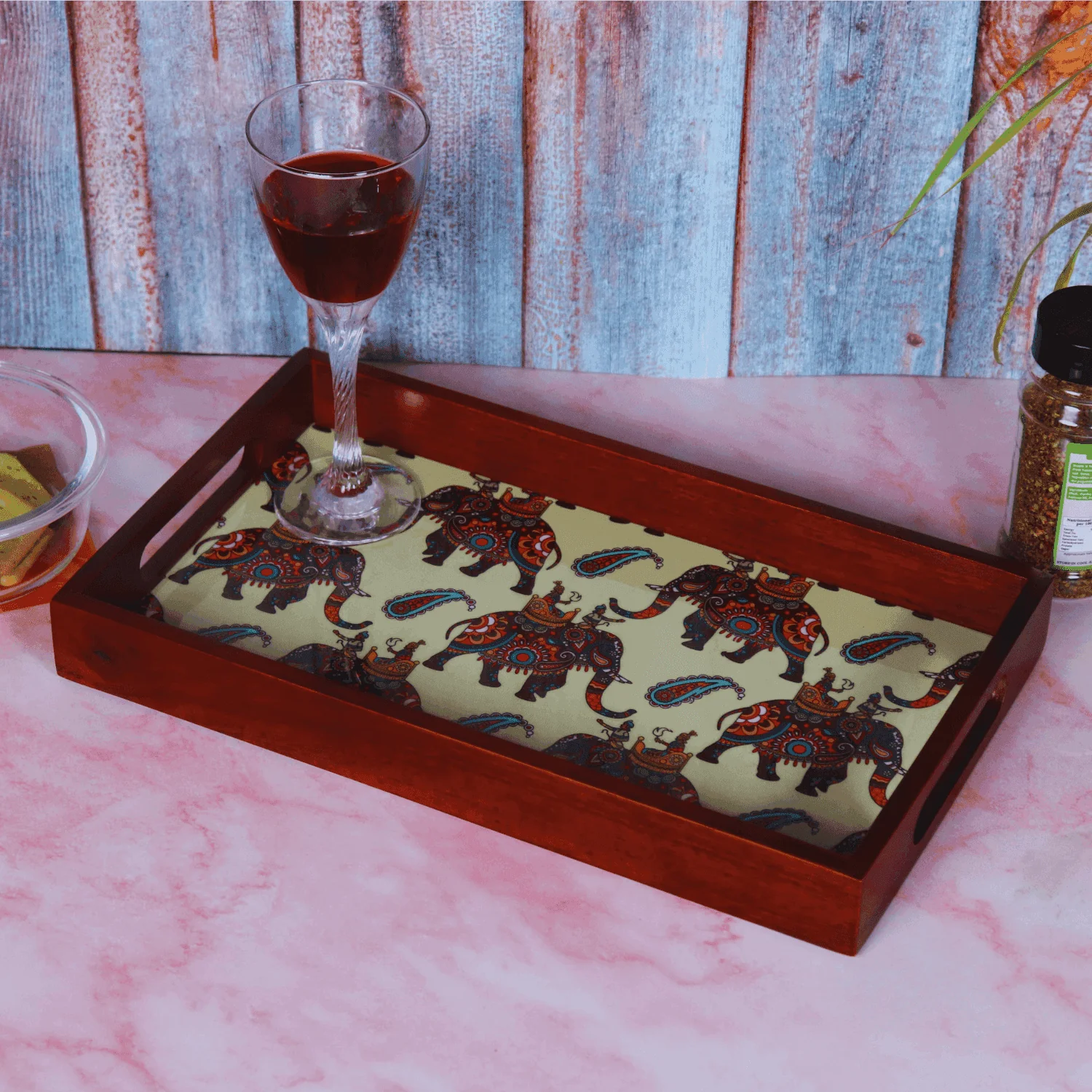 The Wooden  Serving Tray (Walking Elephant)