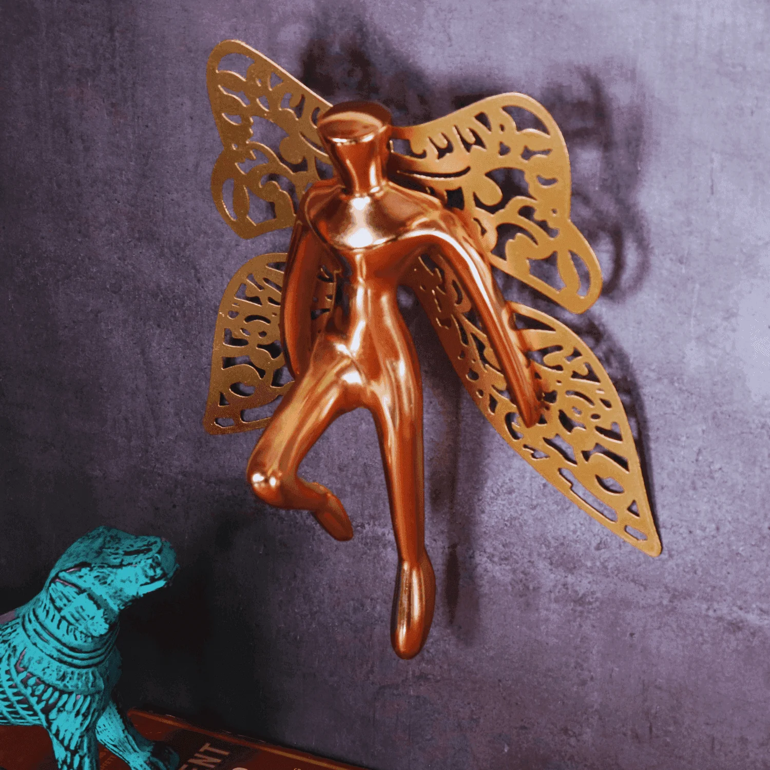 The Flying Angel Wall Metal Art in copper finish