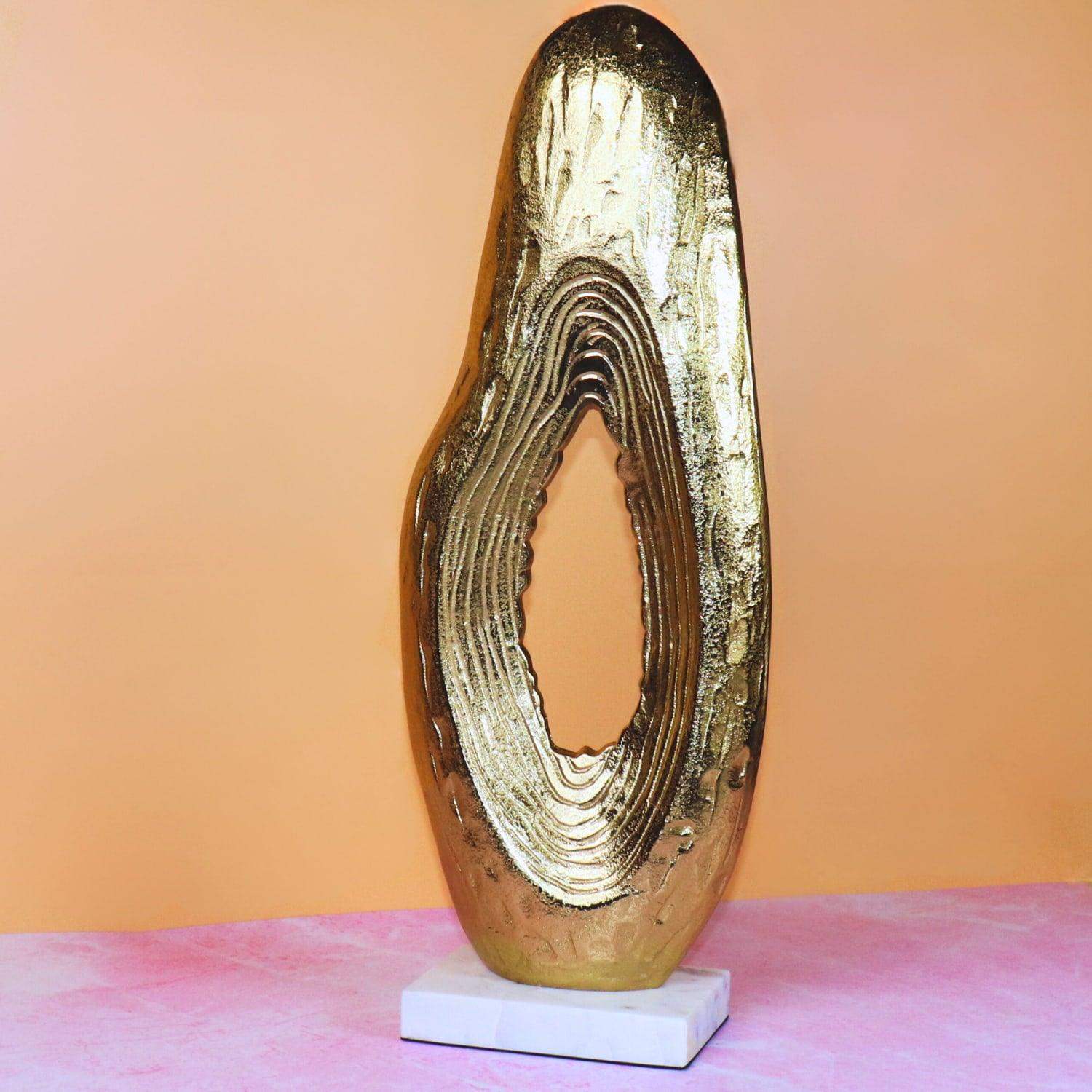 The Golden Curvy Sculpture in Aluminum Metal  Raw Finish