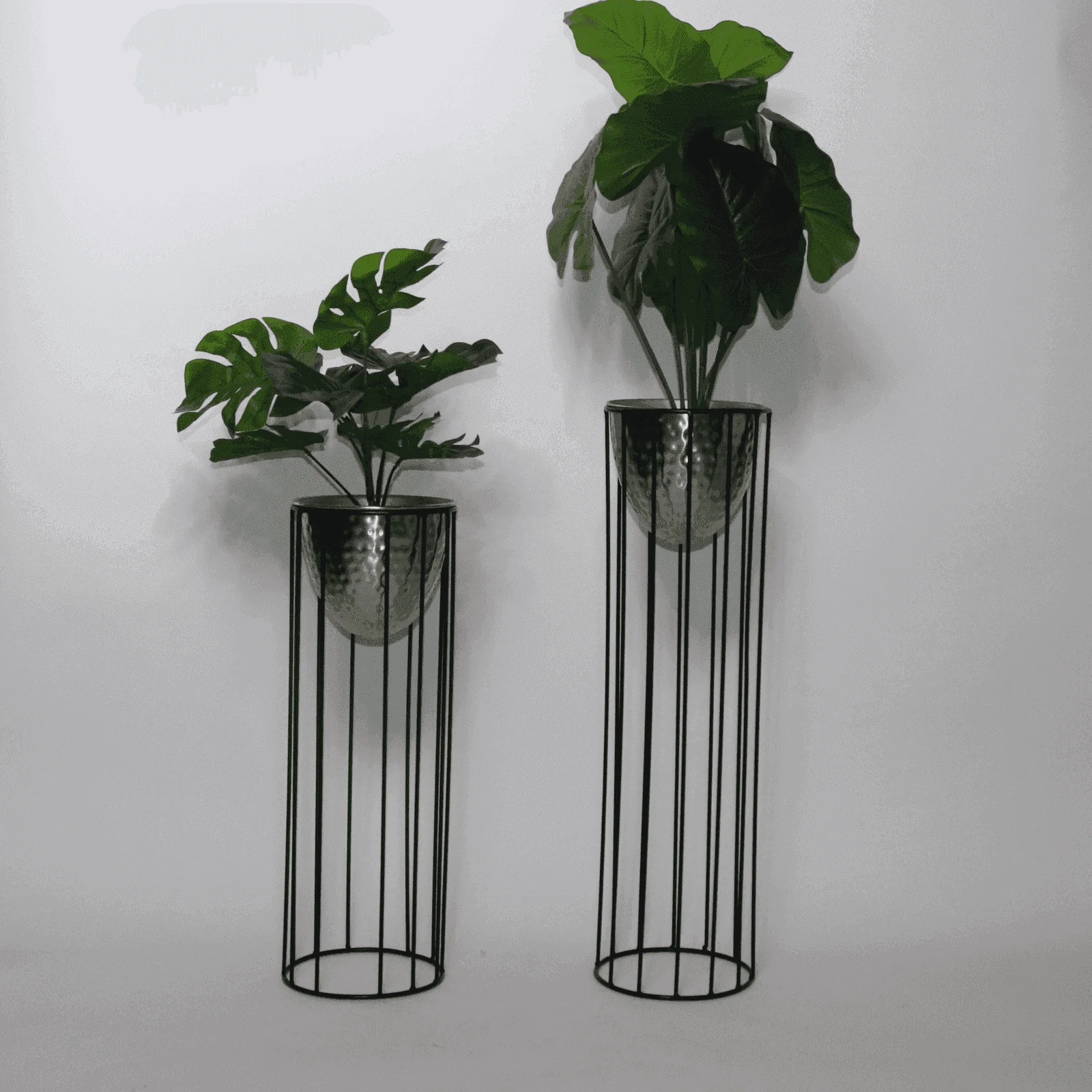 Ineluctable Silver Metal planters (Set of 2)