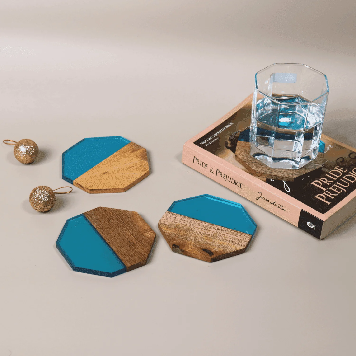 Acacia Wood & Epoxy Table coasters |Table Coaster|Wooden Coasters|Handmade Tea Coasters (The Sky Explore)