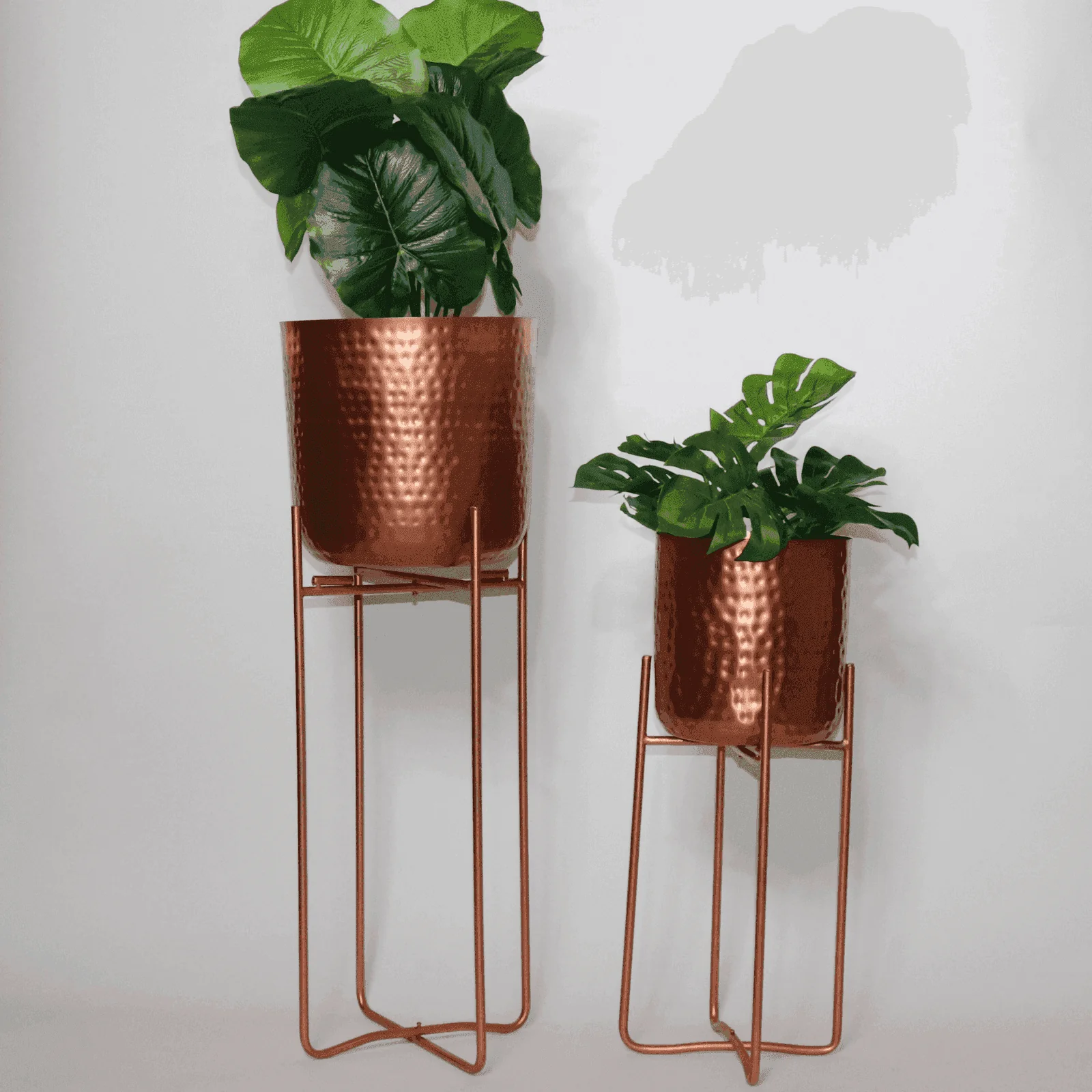 Copper Hammered Metal Planters (Set of 2)