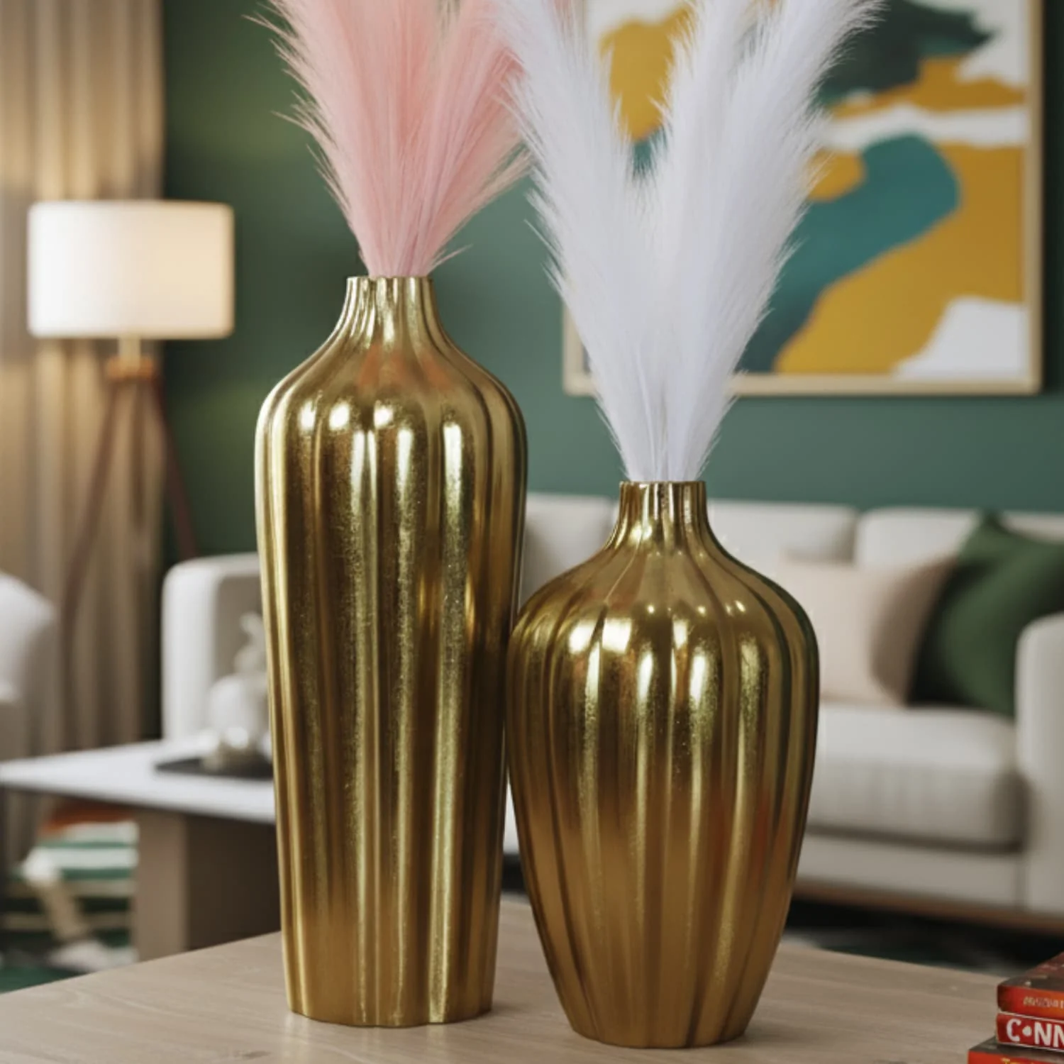 Premium Golden Aurora's Embrace Aluminum Vase