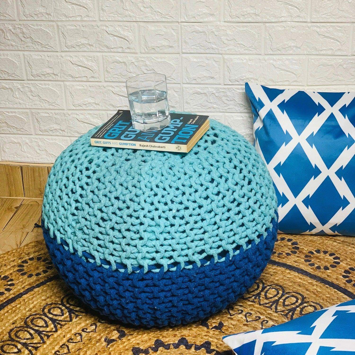 Round  Jute Pouffe (The Blue Heaven)