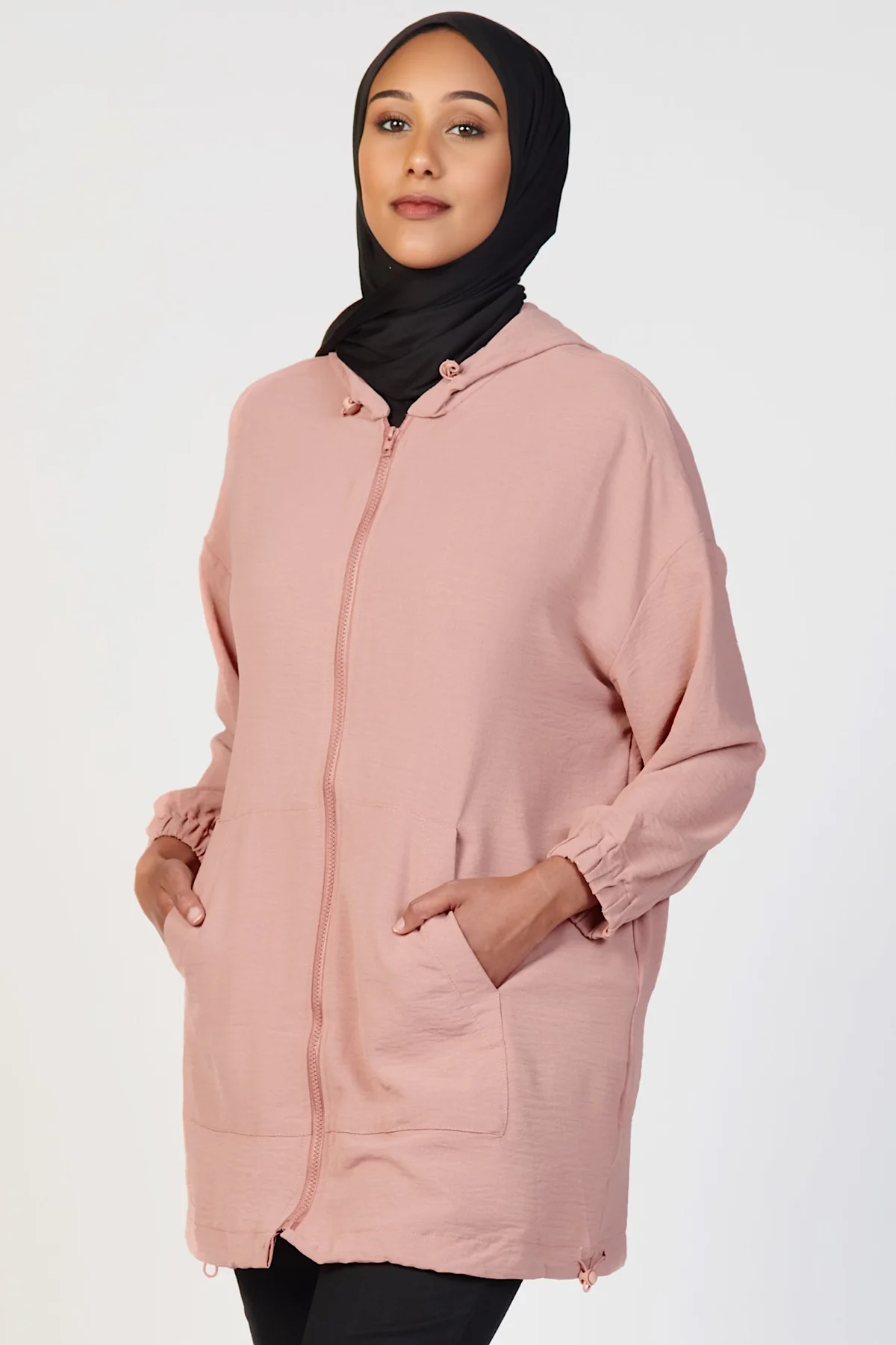 Light Zip Up Hoodie- Mauve