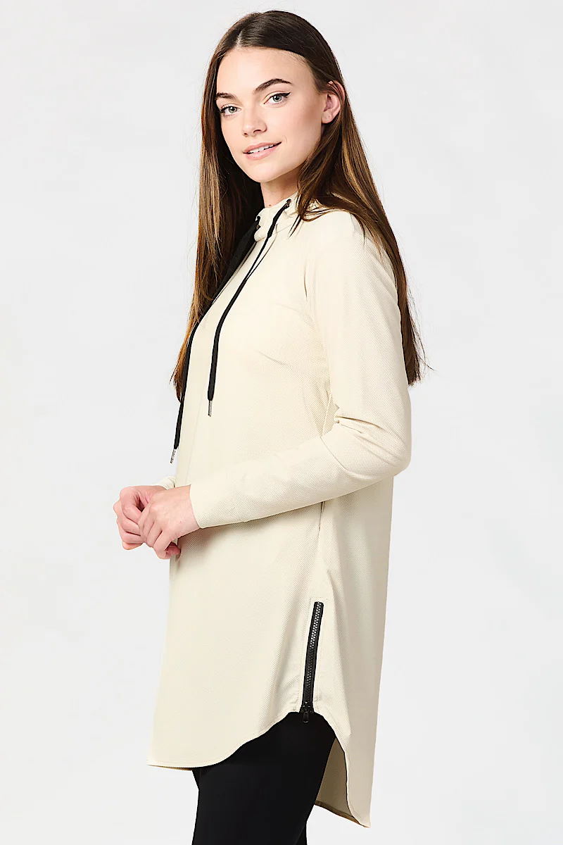 Funnel Neck Active Top - Cream