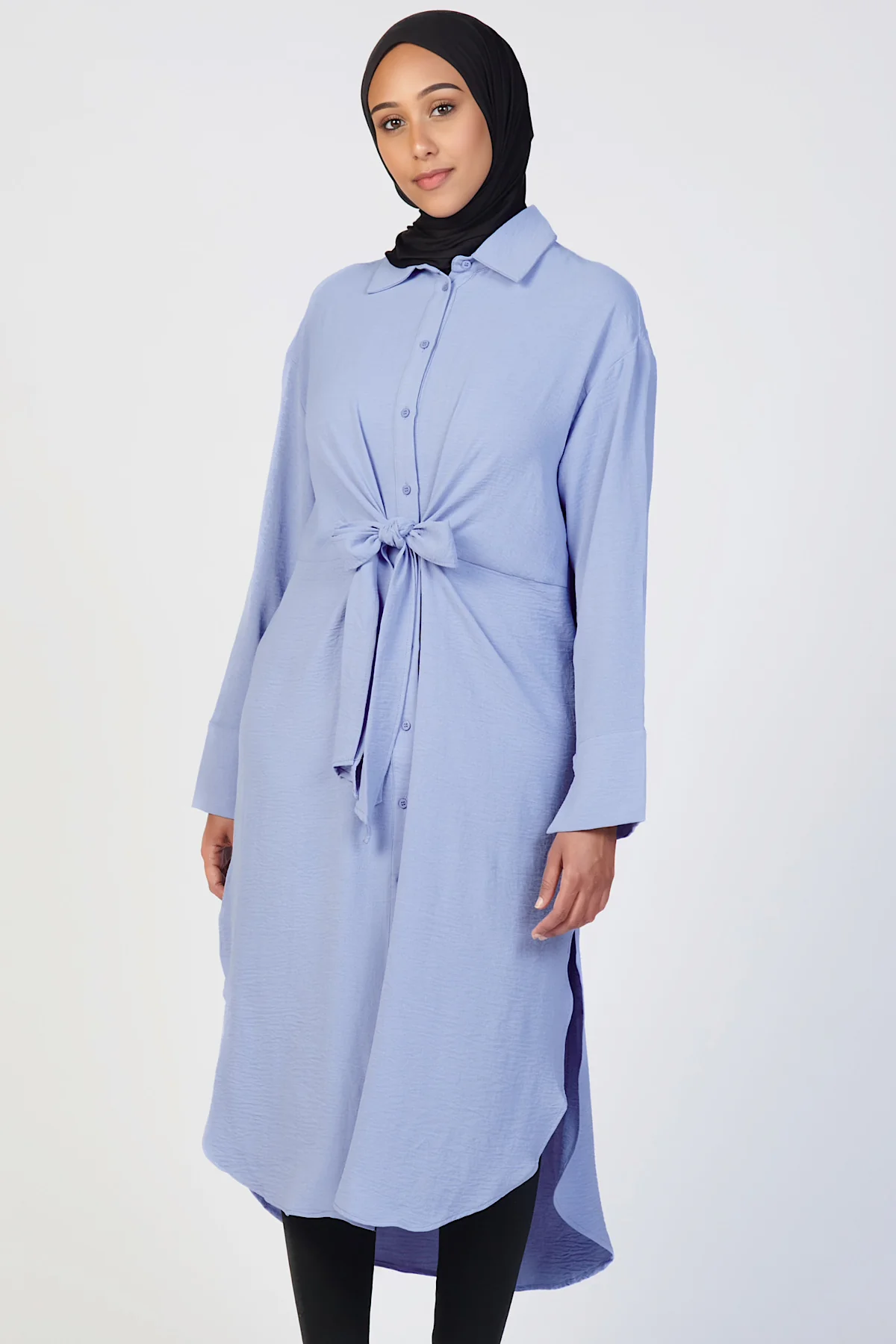 Front Tie Midi Dress -Blue