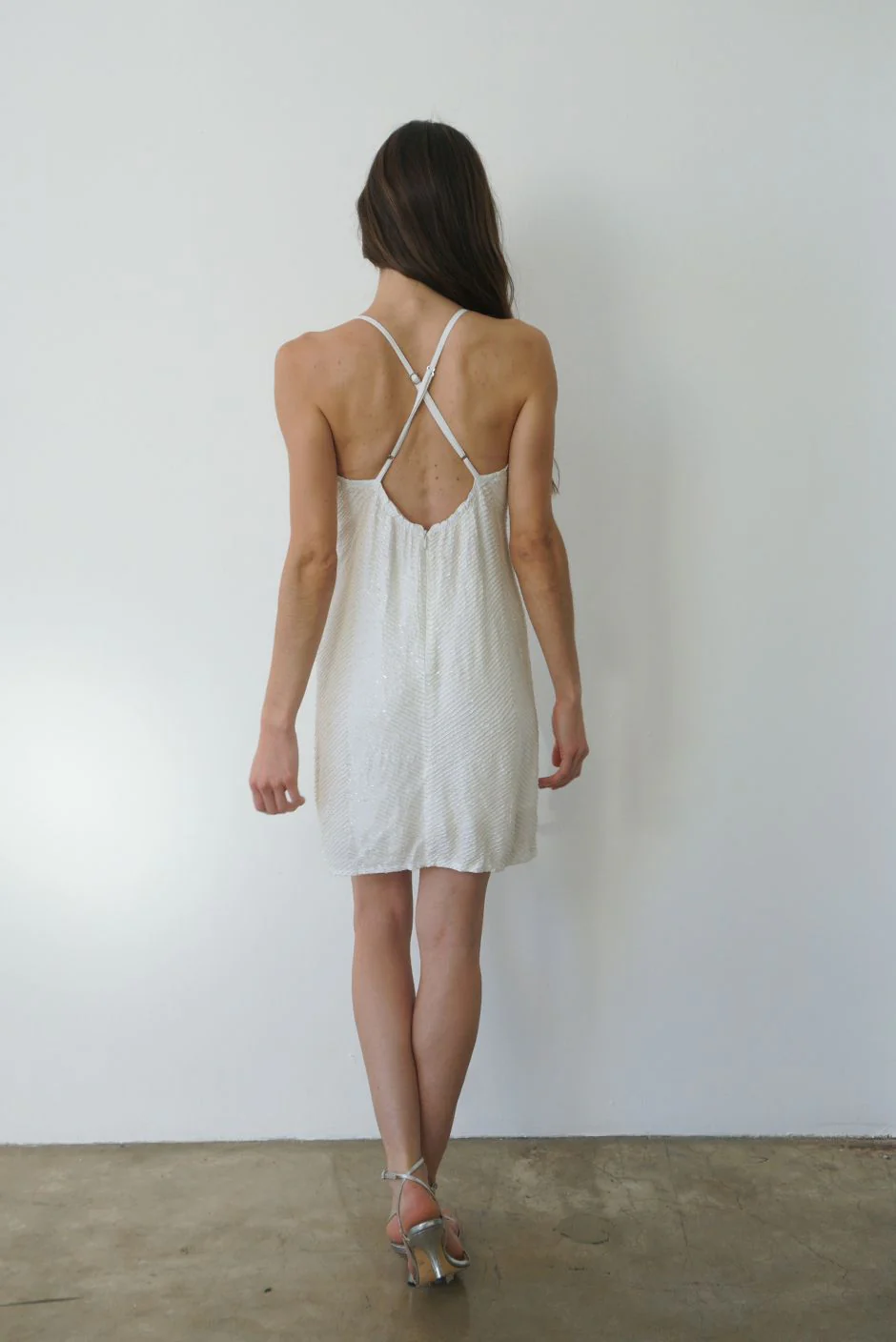 Isla Beaded Mini Dress in Cloud