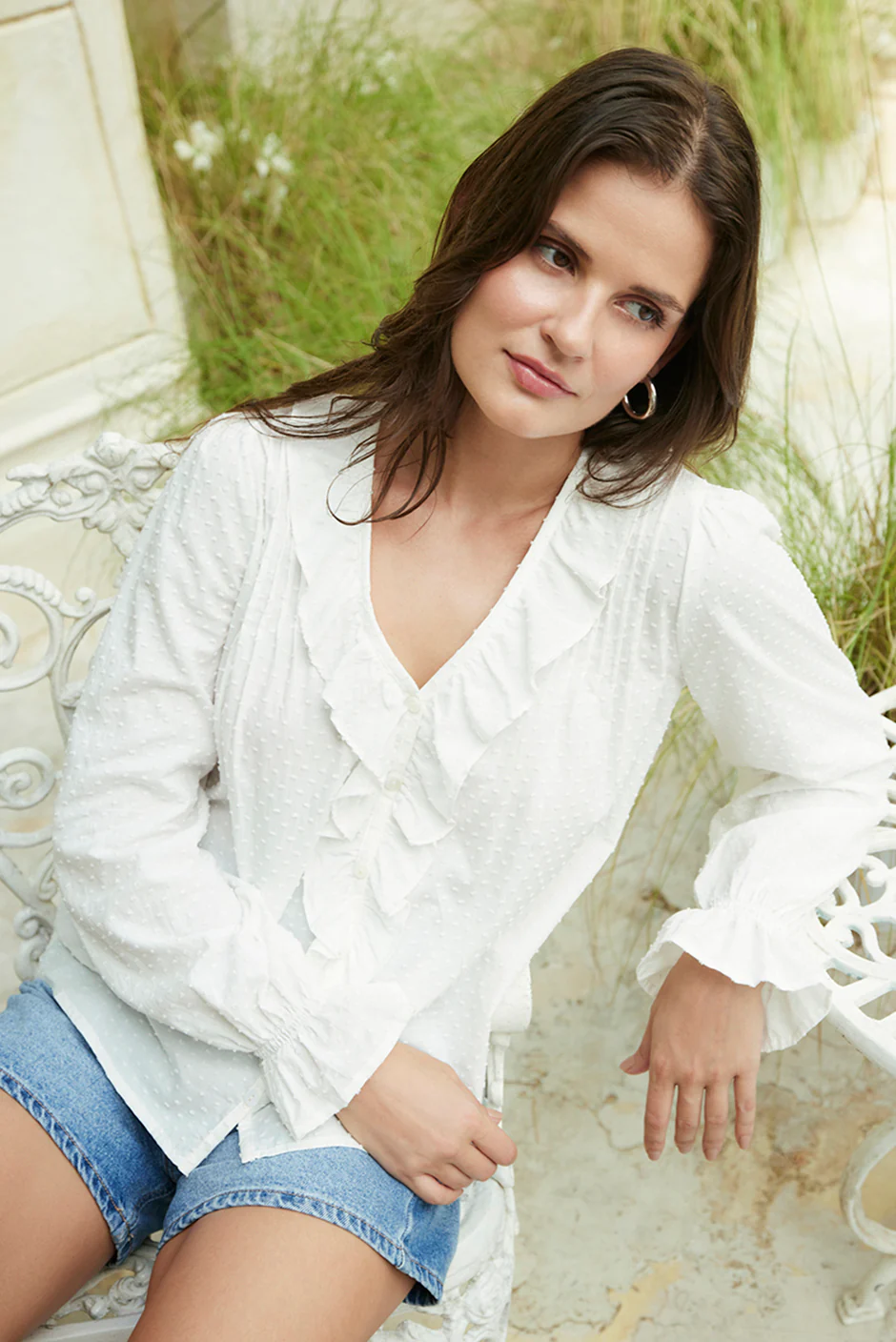 Long Sleeve Chloe Shirt in Off White