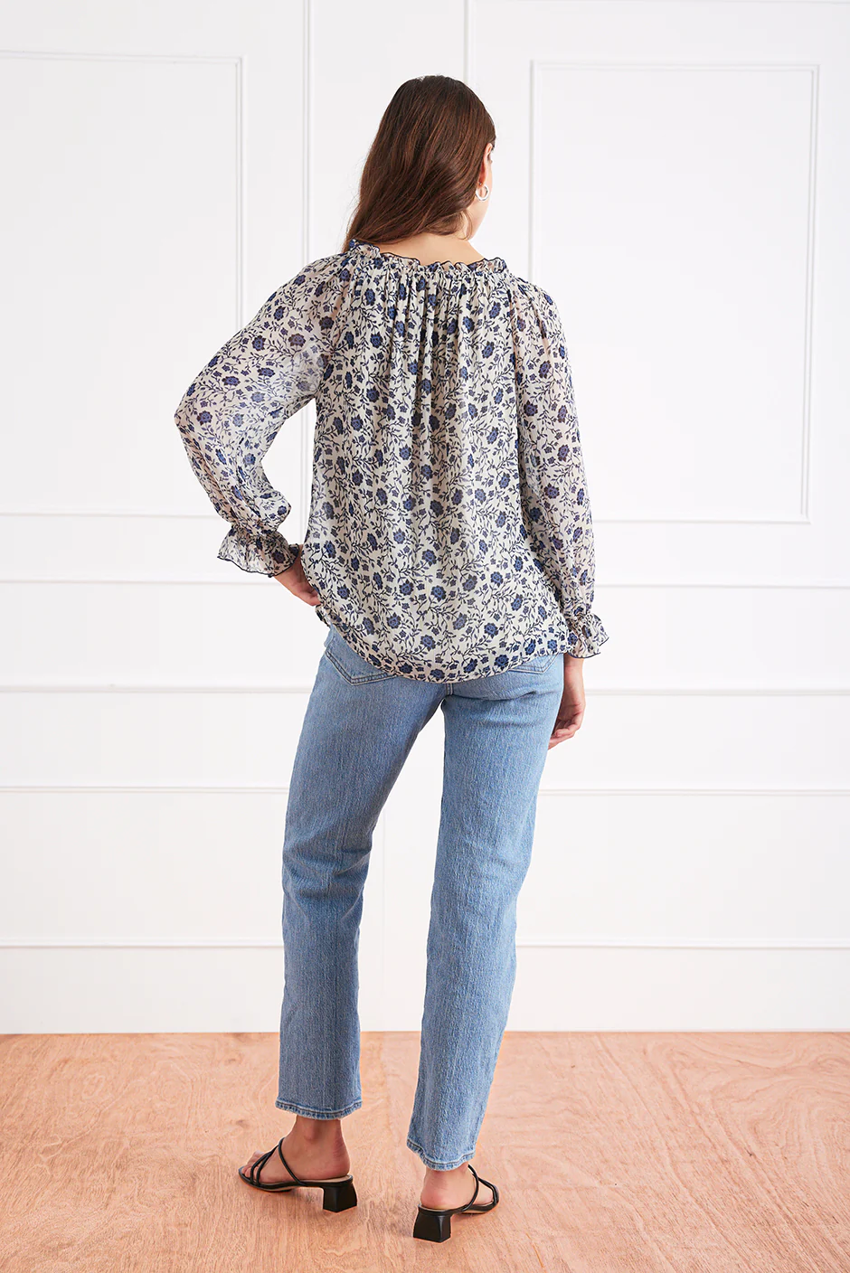 Esme Top in Sapphire Vines