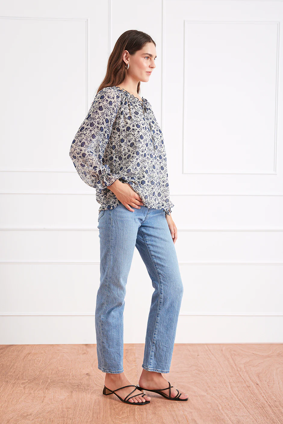 Esme Top in Sapphire Vines