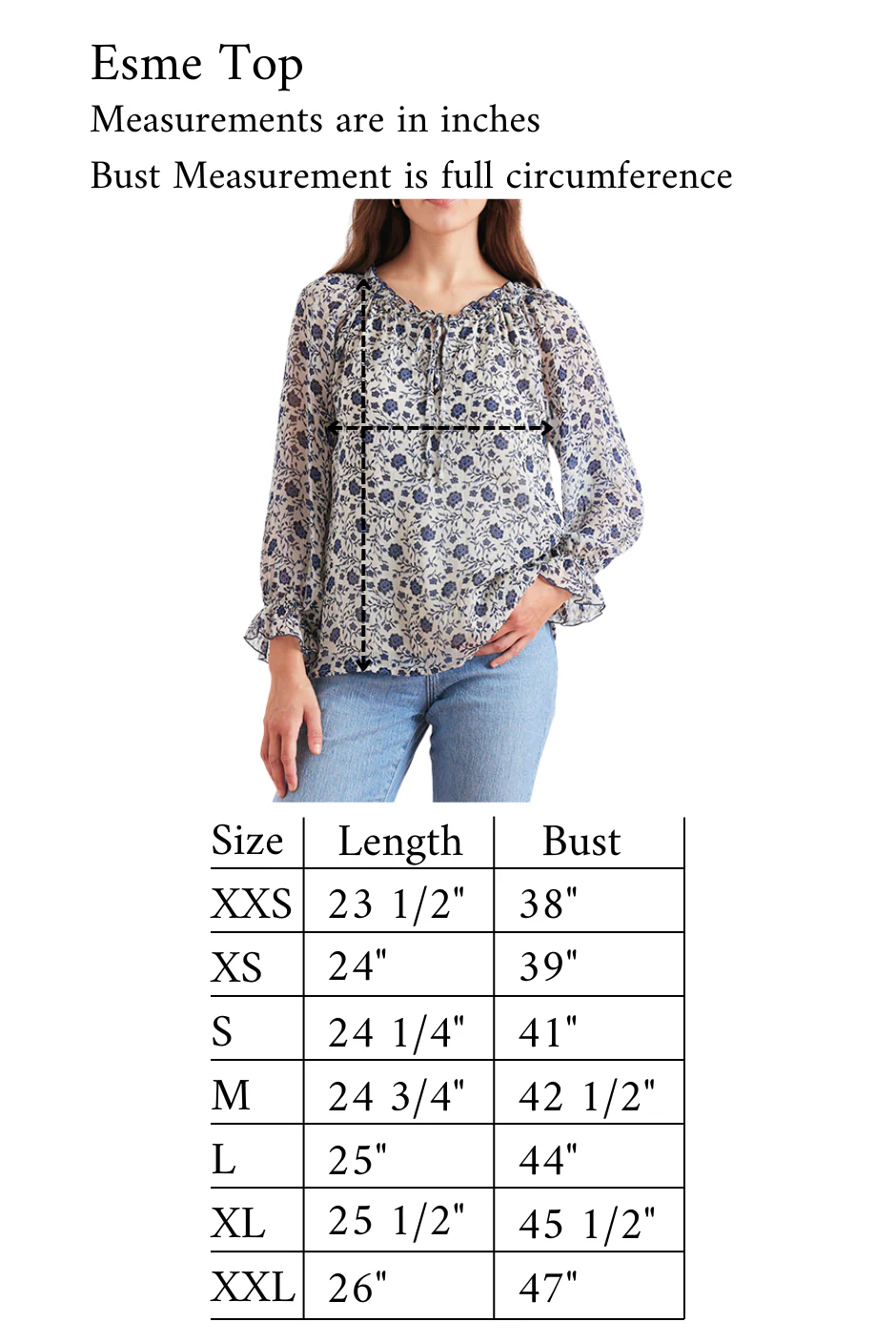 Esme Top in Sapphire Vines