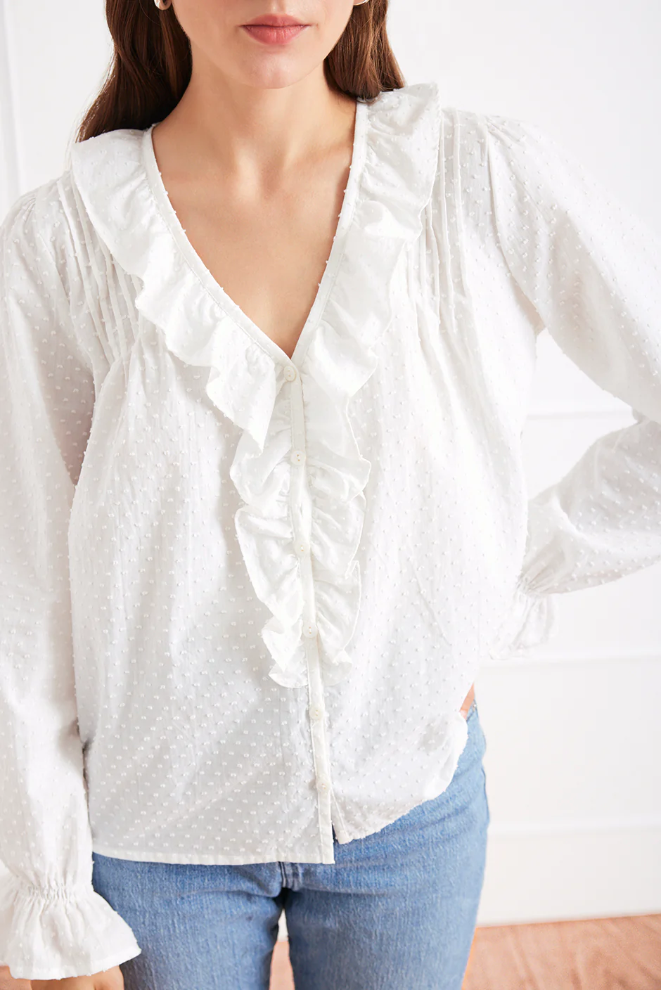 Long Sleeve Chloe Shirt in Off White