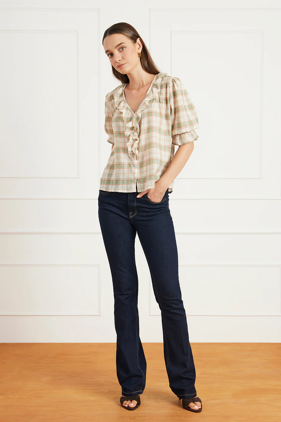 Chloe Shirt in Olive Plaid